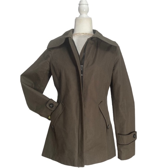 Soia & Kyo Jacket Women’s Brown Cotton Blend Zip Front with Storm Flap Jacket - Picture 2 of 14
